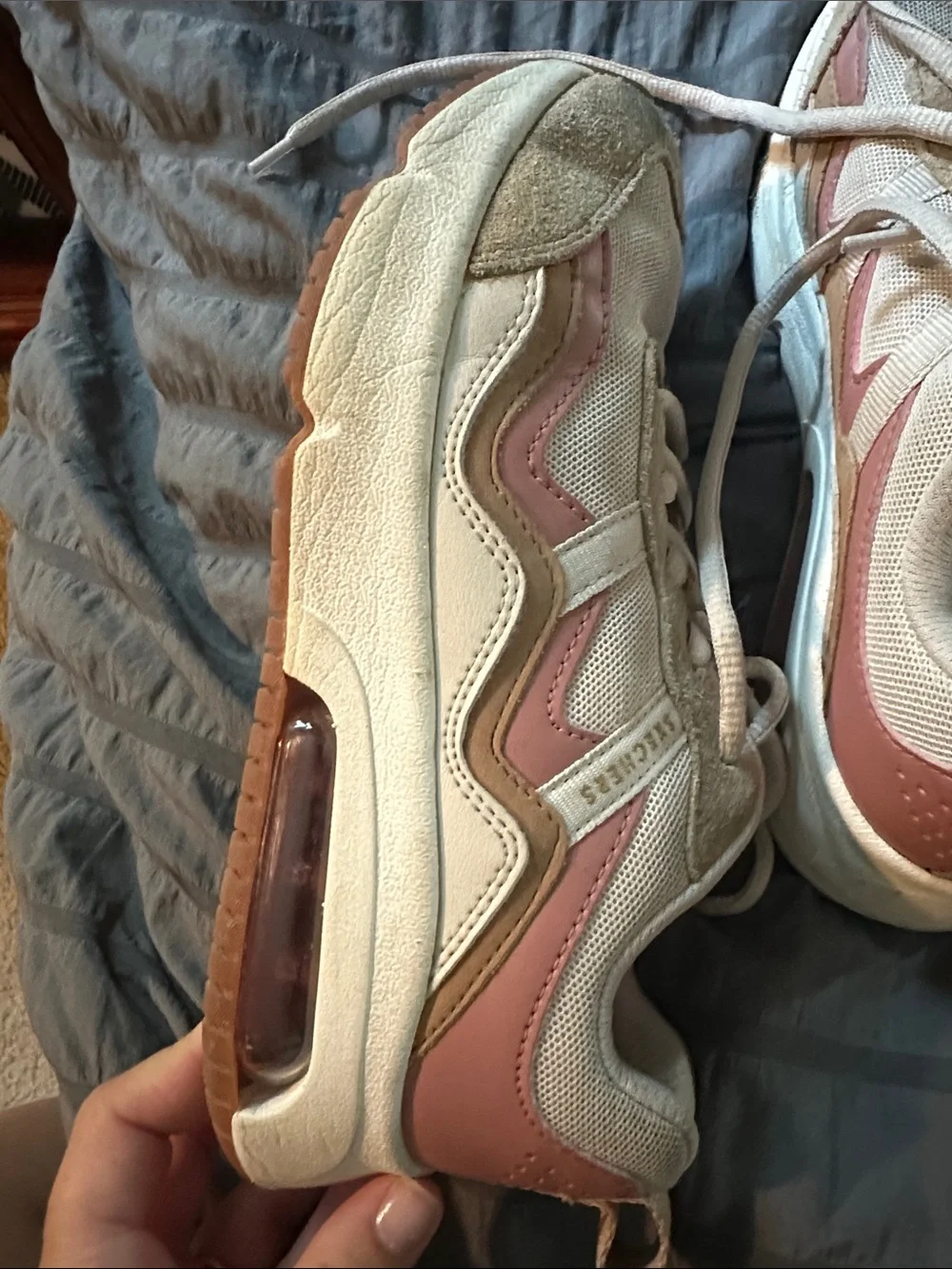Skechers Women's Beige with Pink Trim Walking Shoes